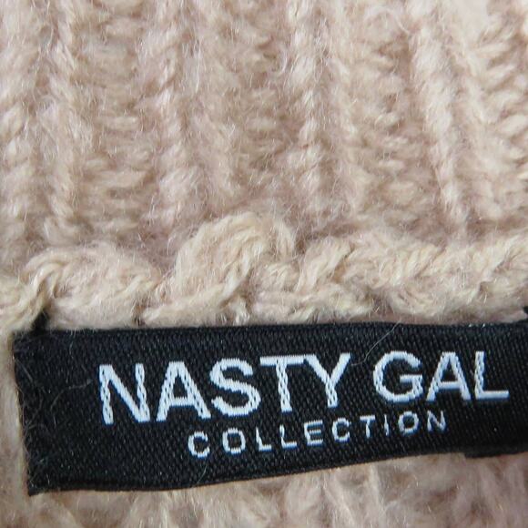 Nasty Gal Dusty Rose Pink Puff Sleeve Knit Sweater Medium - Picture 6 of 8